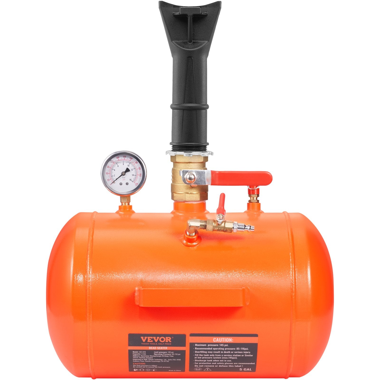 Automotive Repair & Speciality Tools: VEVOR Tire Bead Seater, 5 Gal/19L Air Tire Bead Blaster with Pressure Gauge & Handle, 145 PSI Seating Tool Inflator Tank, 85-116 PSI Operating Pressure for Car Truck ATV