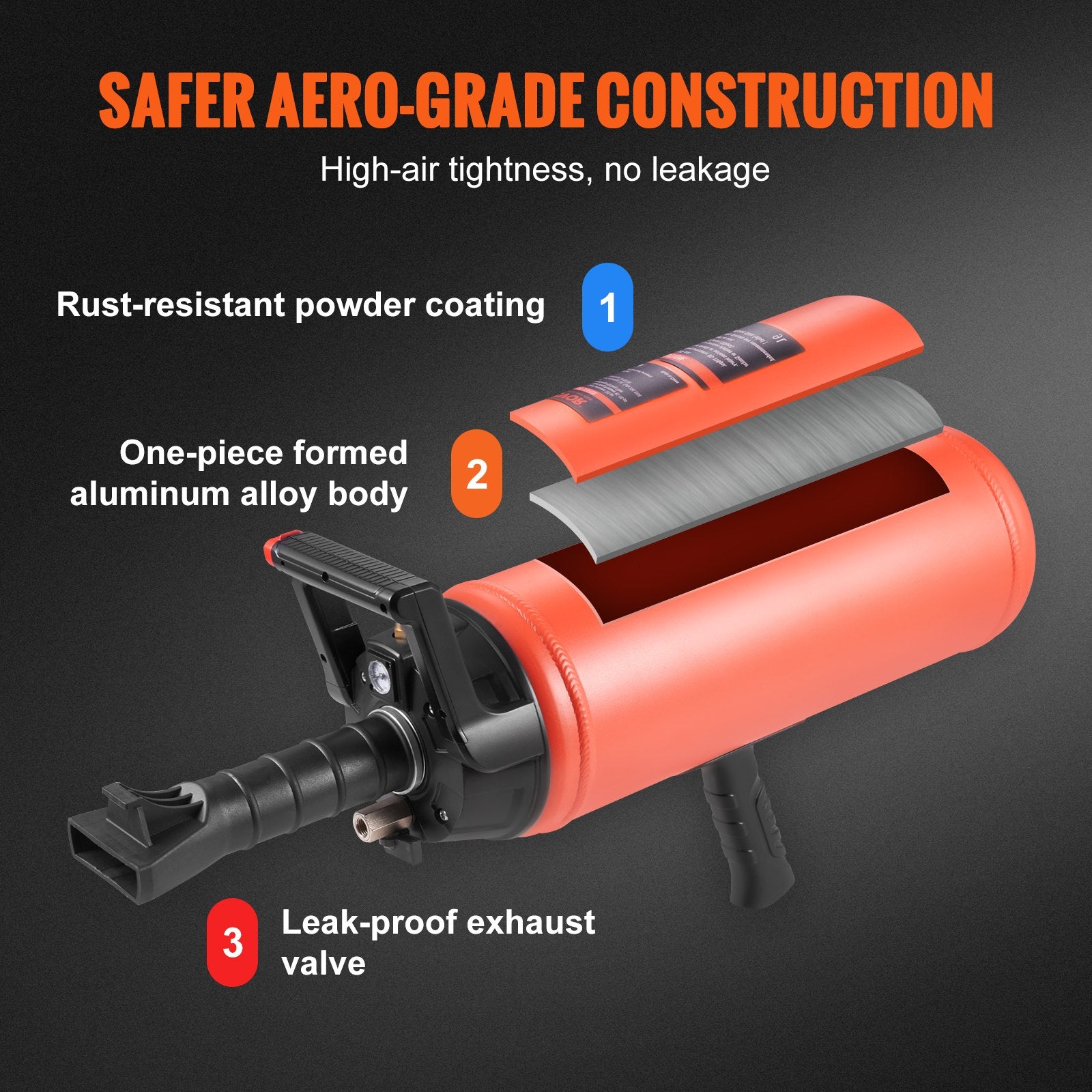 Tire Bead Seater, 2.4 Gal/9 L Air Tire Bead Blaster, 150 PSI Handheld Bead Bazooka, Portable Tire Inflator Tool, 87-116 PSI Operating Pressure for Tractor Truck ATV Car and Automobile Repair