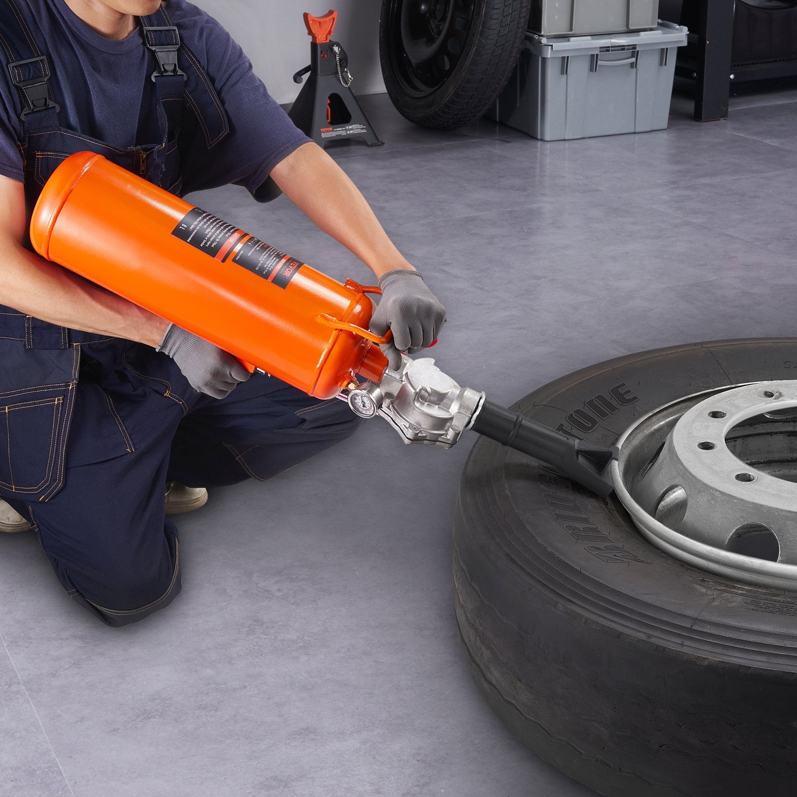 Tire Bead Seater, 2.1 Gal/8 L Air Tire Bead Blaster, 120 PSI Handheld Bead Bazooka, Upgraded Portable Tire Inflator Tool, 85-116 PSI Operating Pressure for Tractor Truck ATV Car