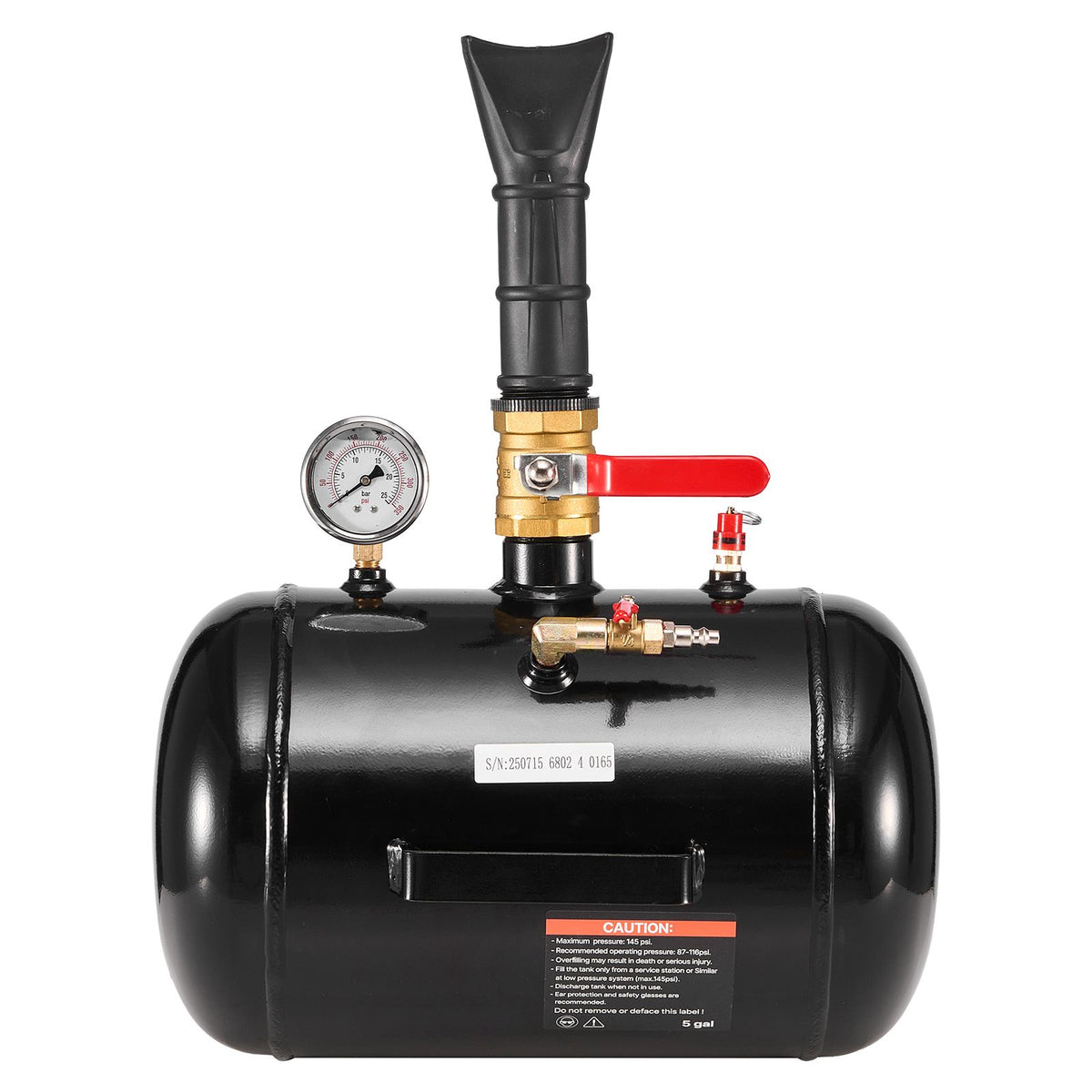 Air Tire Bead Seater, 5 Gal / 18.9 L, Heavy Duty Tire Bead Blaster Tool, 87-116 PSI Operating Pressure, Air Trigger Seating Inflator for Pickup, Truck, ATV, Jeep, Van, Lawn Tractor, RV, Black