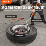 Tool Cabinets: VEVOR Tire Mount Demount Tool, 571-622 mm Manual Steel Tire Changer Mount Demount Removal Tool, with Extra Bead Holder, Tubeless Truck Bead Breaker, 3 PCS Tire Changing Tools, Orange