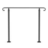 Door Hardware: VEVOR Handrails for Outdoor Steps, Fit 1-3 Steps Wrought Iron Handrail, Outdoor Stair Railing, Adjustable Front Porch Hand Rail, Black Transitional Hand railings for Concrete Steps or Wooden Stairs