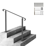 Door Hardware: VEVOR Handrails for Outdoor Steps, Fit 1-3 Steps Wrought Iron Handrail, Outdoor Stair Railing, Adjustable Front Porch Hand Rail, Black Transitional Hand railings for Concrete Steps or Wooden Stairs