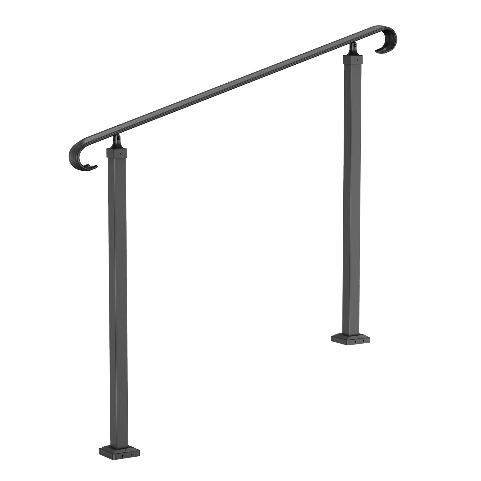 Door Hardware: VEVOR Handrails for Outdoor Steps, Fit 1-3 Steps Wrought Iron Handrail, Outdoor Stair Railing, Adjustable Front Porch Hand Rail, Black Transitional Hand railings for Concrete Steps or Wooden Stairs