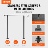 Door Hardware: VEVOR Handrails for Outdoor Steps, Fit 1-3 Steps Outdoor Stair Railing, Wrought Iron Handrail, Adjustable Front Porch Hand Rail, Black Transitional Hand railings for Concrete Steps or Wooden Stairs