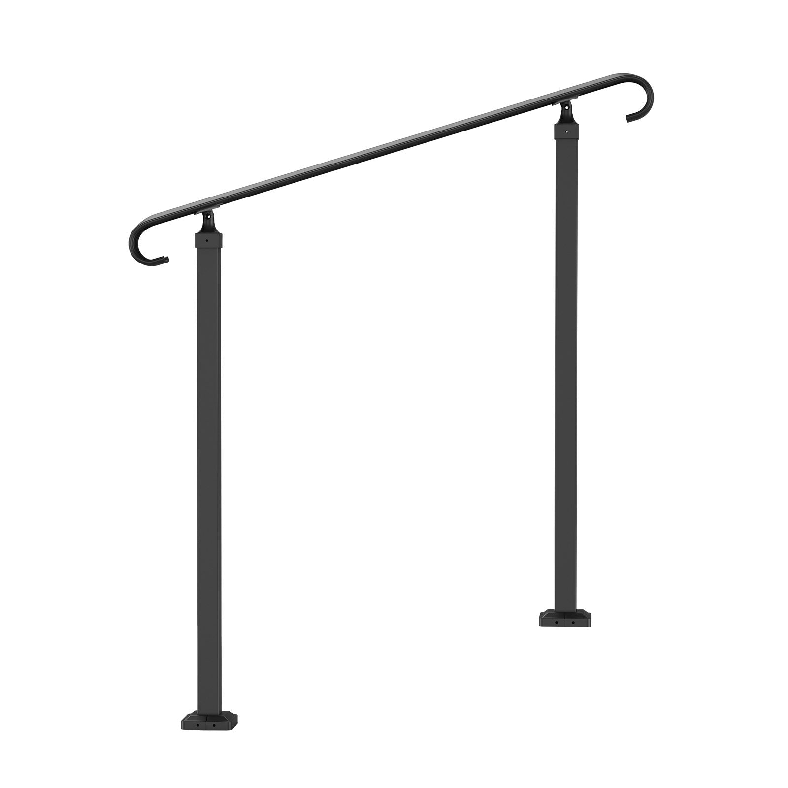 Door Hardware: VEVOR Handrails for Outdoor Steps, Fit 1-3 Steps Outdoor Stair Railing, Wrought Iron Handrail, Adjustable Front Porch Hand Rail, Black Transitional Hand railings for Concrete Steps or Wooden Stairs