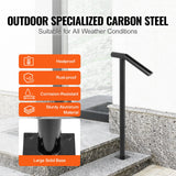 Table & Bar Stools: VEVOR Single Post 1-2, Black Steel Railing 441LBS Capacity Baking Varnish Iron Stairs Stylish Handrails for Outdoor Steps with Expansion Bolts & Drill Bit