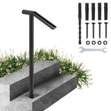 Table & Bar Stools: VEVOR Single Post 1-2, Black Steel Railing 441LBS Capacity Baking Varnish Iron Stairs Stylish Handrails for Outdoor Steps with Expansion Bolts & Drill Bit