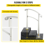 Door Hardware: VEVOR 3-Step Handrails for Outdoor Steps Fits 1 or 3 Steps Matte White Stair Rail Wrought Iron Handrail with Installation Kit Hand Rails for Outdoor Step
