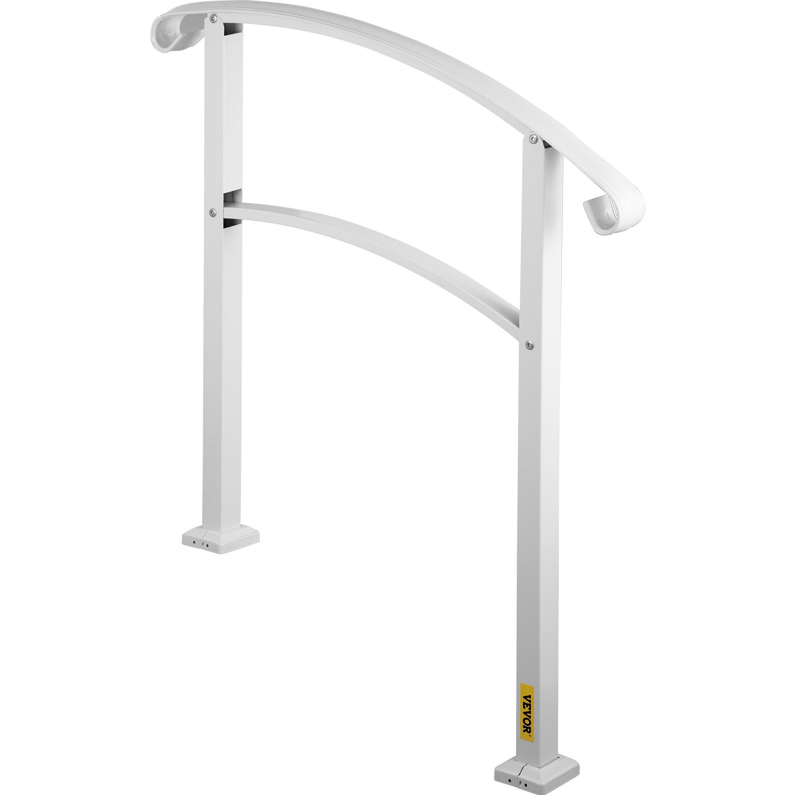 Door Hardware: VEVOR 3-Step Handrails for Outdoor Steps Fits 1 or 3 Steps Matte White Stair Rail Wrought Iron Handrail with Installation Kit Hand Rails for Outdoor Step