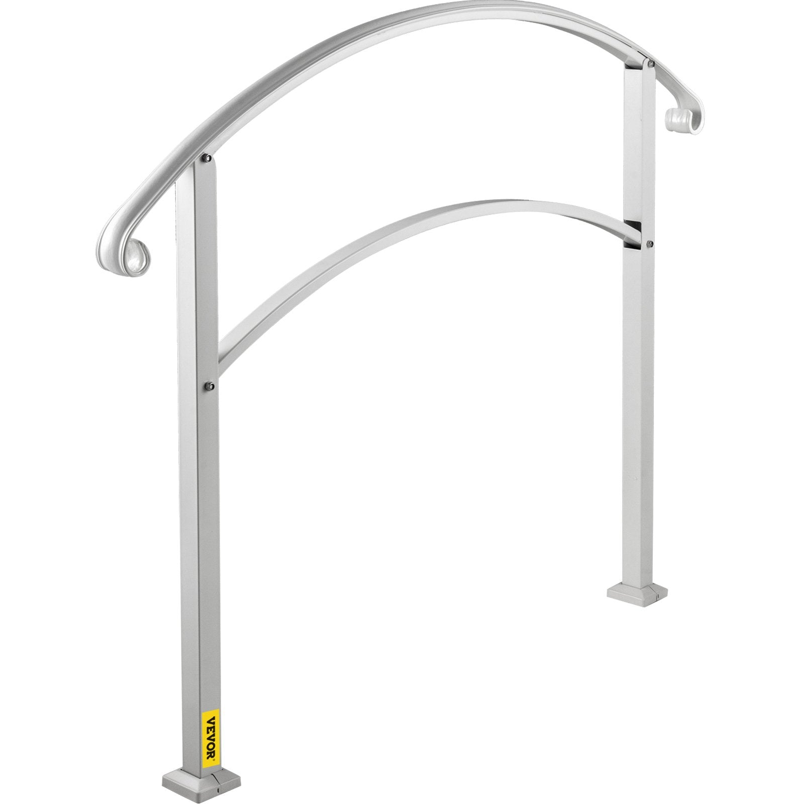 Door Hardware: VEVOR 3-Step Handrails for Outdoor Steps Fits 1 or 3 Steps Matte White Stair Rail Wrought Iron Handrail with Installation Kit Hand Rails for Outdoor Step