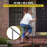 Dog Steps & Ramps: VEVOR Handrails for Outdoor Steps, Fit 1 or 2 Steps Outdoor Stair Railing, Single Post Wrought Iron Handrail, Gray Transitional Porch Railings for Concrete Steps or Wooden Stairs with Base