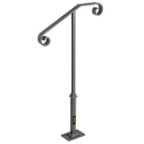 Dog Steps & Ramps: VEVOR Handrails for Outdoor Steps, Fit 1 or 2 Steps Outdoor Stair Railing, Single Post Wrought Iron Handrail, Gray Transitional Porch Railings for Concrete Steps or Wooden Stairs with Base