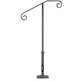 Dog Steps & Ramps: VEVOR Handrails for Outdoor Steps, Fit 1 or 2 Steps Outdoor Stair Railing, Single Post Wrought Iron Handrail, Gray Transitional Porch Railings for Concrete Steps or Wooden Stairs with Base