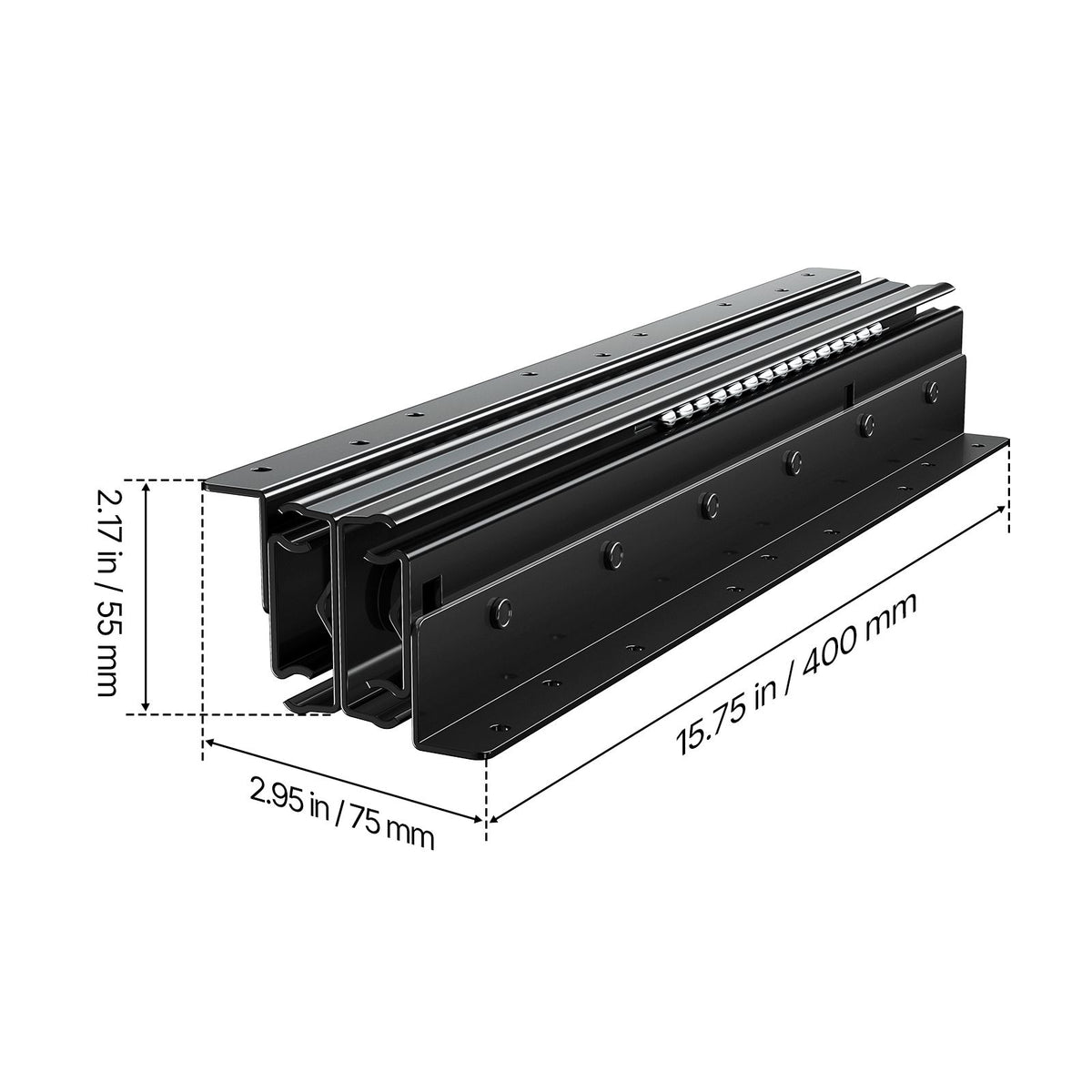 Undermount Drawer Slides, 16 inch, Full Extension Ball Bearing Under Stair Cabinet Rails, 260 LB Load Capacity Heavy Duty Bottom Stair Cabinet Glides Track Runners,for DIY Replacement, Black