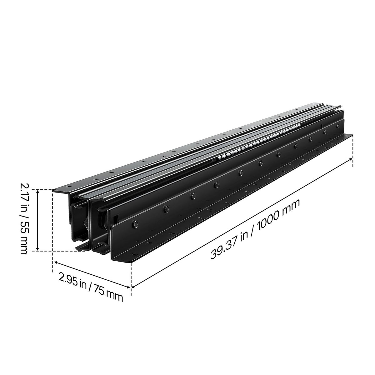Undermount Drawer Slides, 40 inch, Full Extension Ball Bearing Under Stair Cabinet Rails, 260 LB Load Capacity Heavy Duty Bottom Stair Cabinet Glides Track Runners,for DIY Replacement, Black