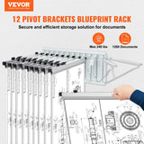 Basketball & Basketball Accessories: VEVOR Wall Mount Blueprint Storage Rack Blueprint Holder with 12 Pivot Brackets