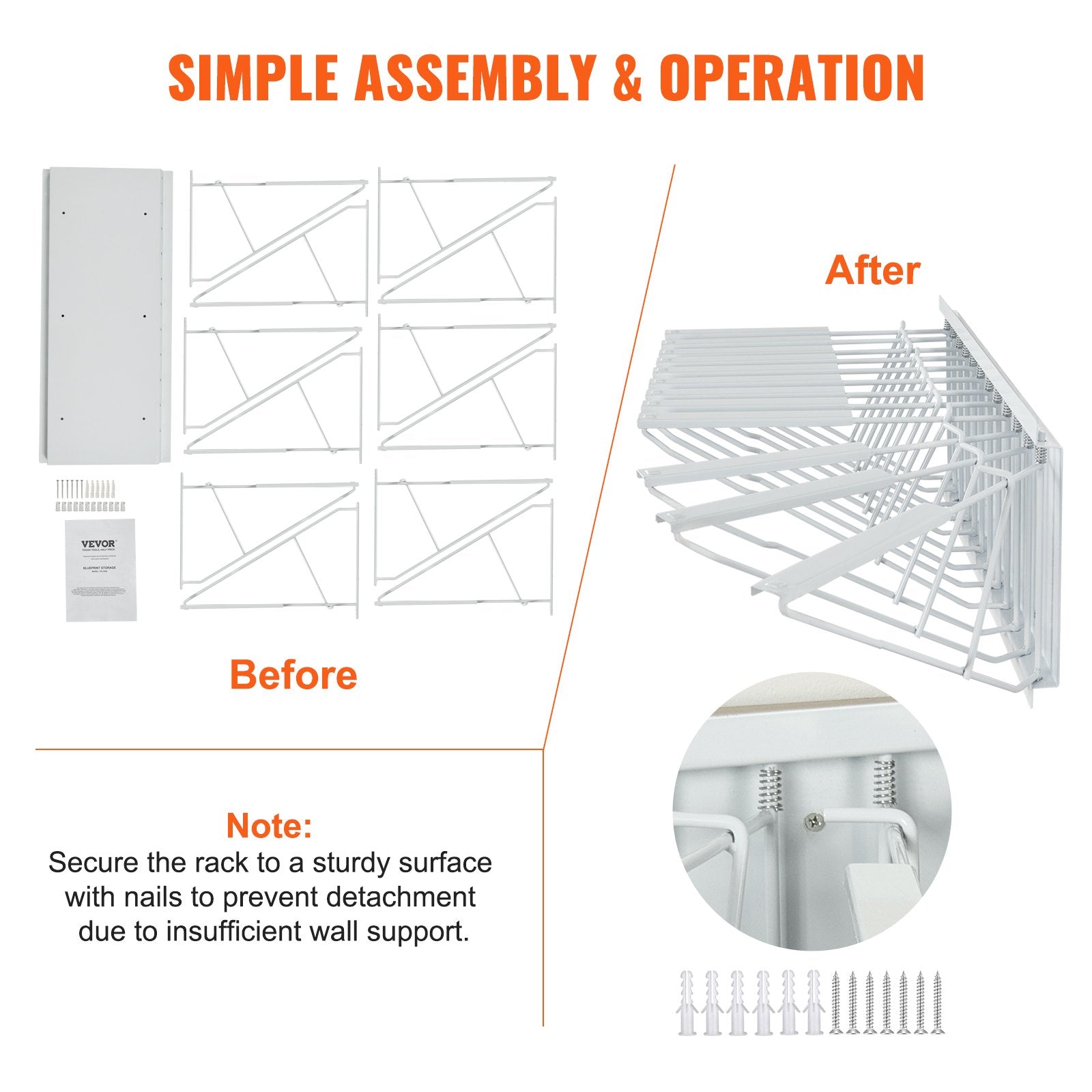 Basketball & Basketball Accessories: VEVOR Wall Mount Blueprint Storage Rack Blueprint Holder with 12 Pivot Brackets