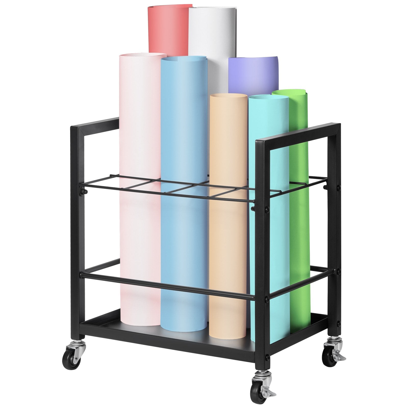 Storage Cabinets: VEVOR Blueprint Storage Rack, 12 Slots Blueprint Holder with Wheels, Mobile Metal Blueprint Storage Cart for Map Poster Architectural Construction Plan, Roll File Organizer for Home, Office, School