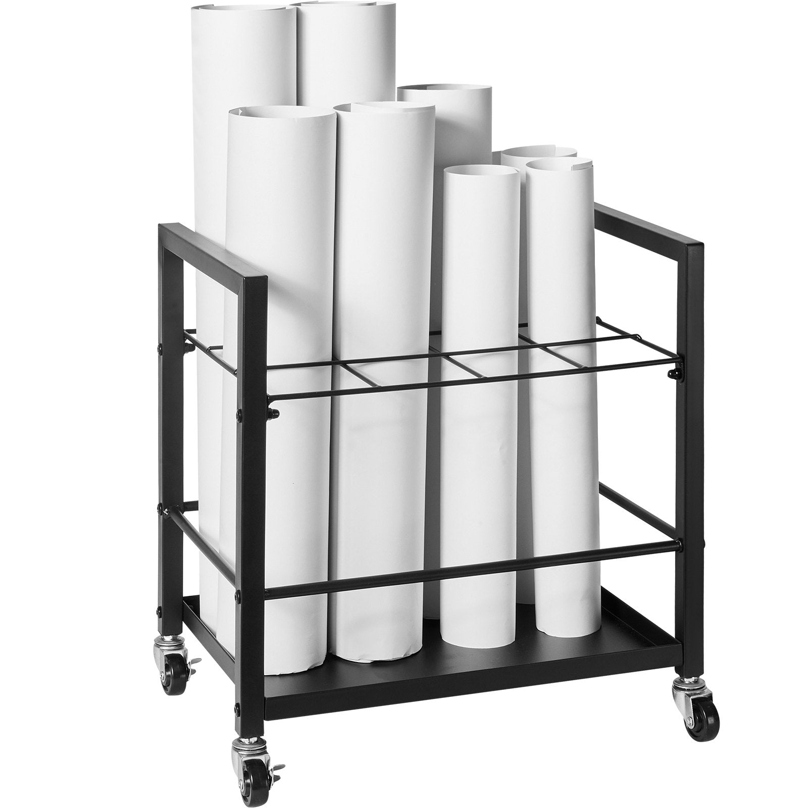 Storage Cabinets: VEVOR Blueprint Storage Rack, 12 Slots Blueprint Holder with Wheels, Mobile Metal Blueprint Storage Cart for Map Poster Architectural Construction Plan, Roll File Organizer for Home, Office, School