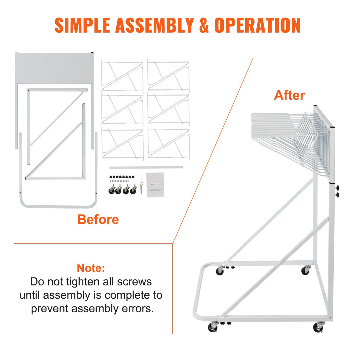 Mobile Blueprint Storage Rack, Plan Holder with 12 Pivot Brackets, Mobile Blueprint Holder Adjustable Height & Length, Poster Display Rack for Office and Home (Rack Only Without Clamps)