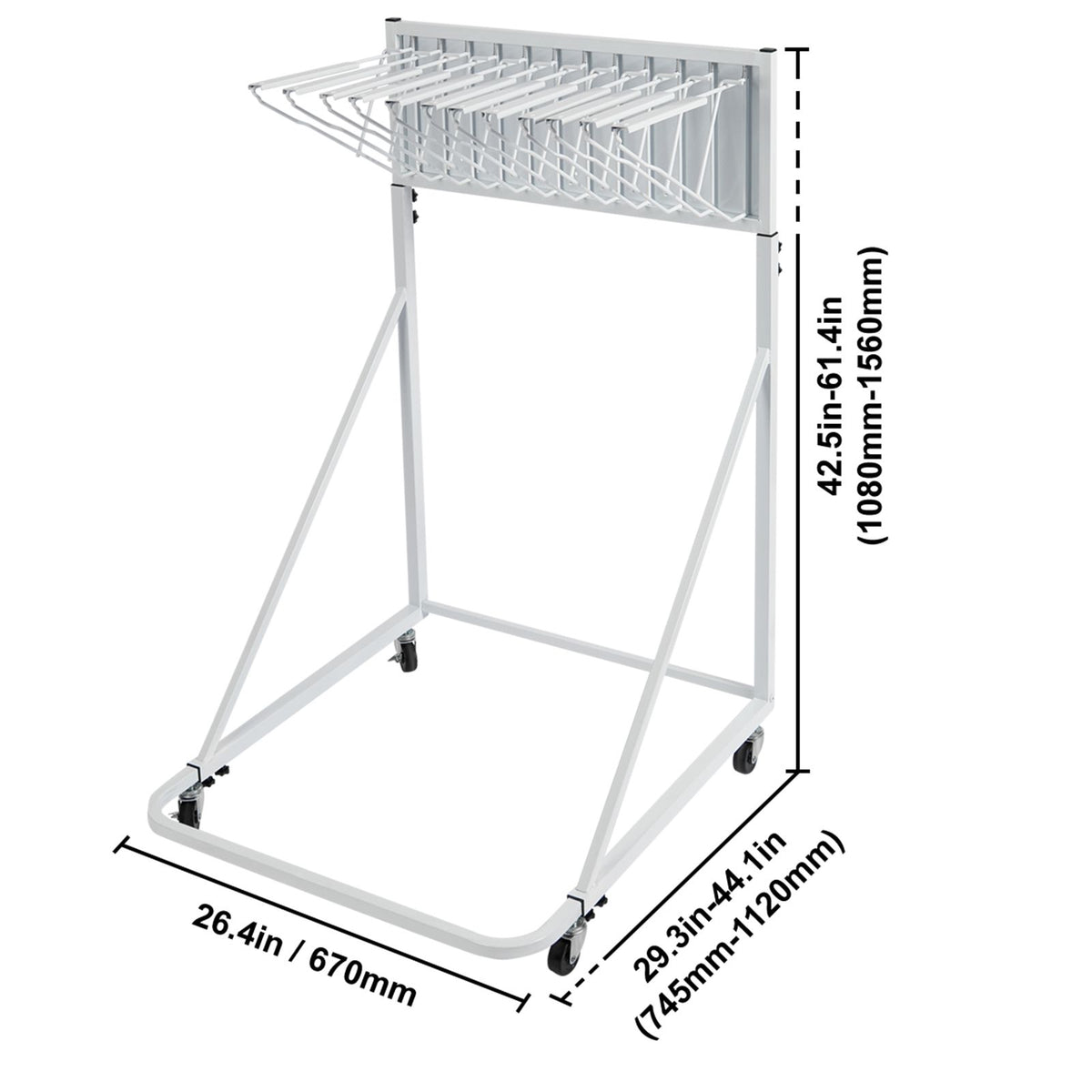 Mobile Blueprint Storage Rack, Plan Holder with 12 Pivot Brackets, Mobile Blueprint Holder Adjustable Height & Length, Poster Display Rack for Office and Home (Rack Only Without Clamps)