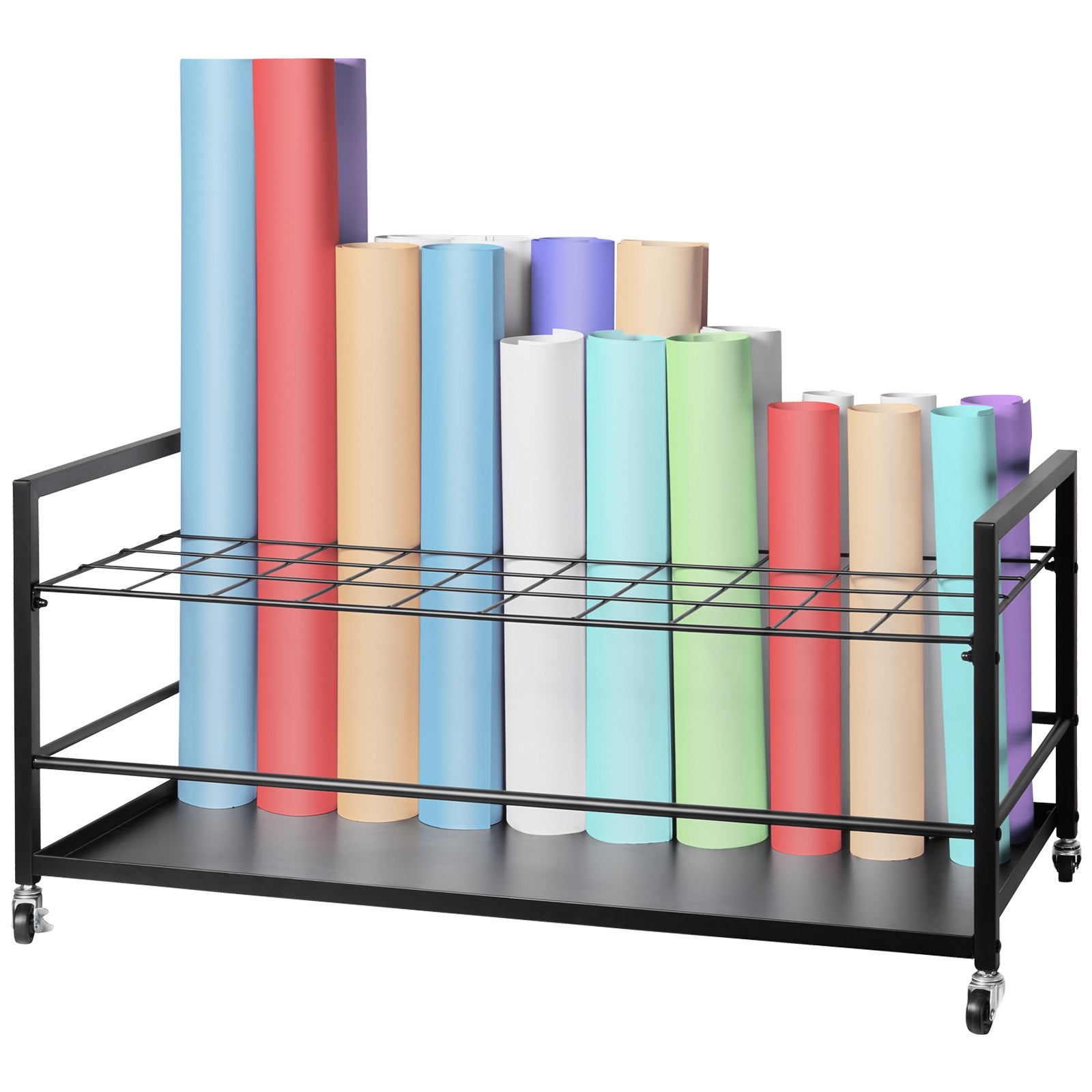 Desk Accessories: VEVOR Blueprint Storage Rack 50 Slots Mobile Roll File Holder for Architectural