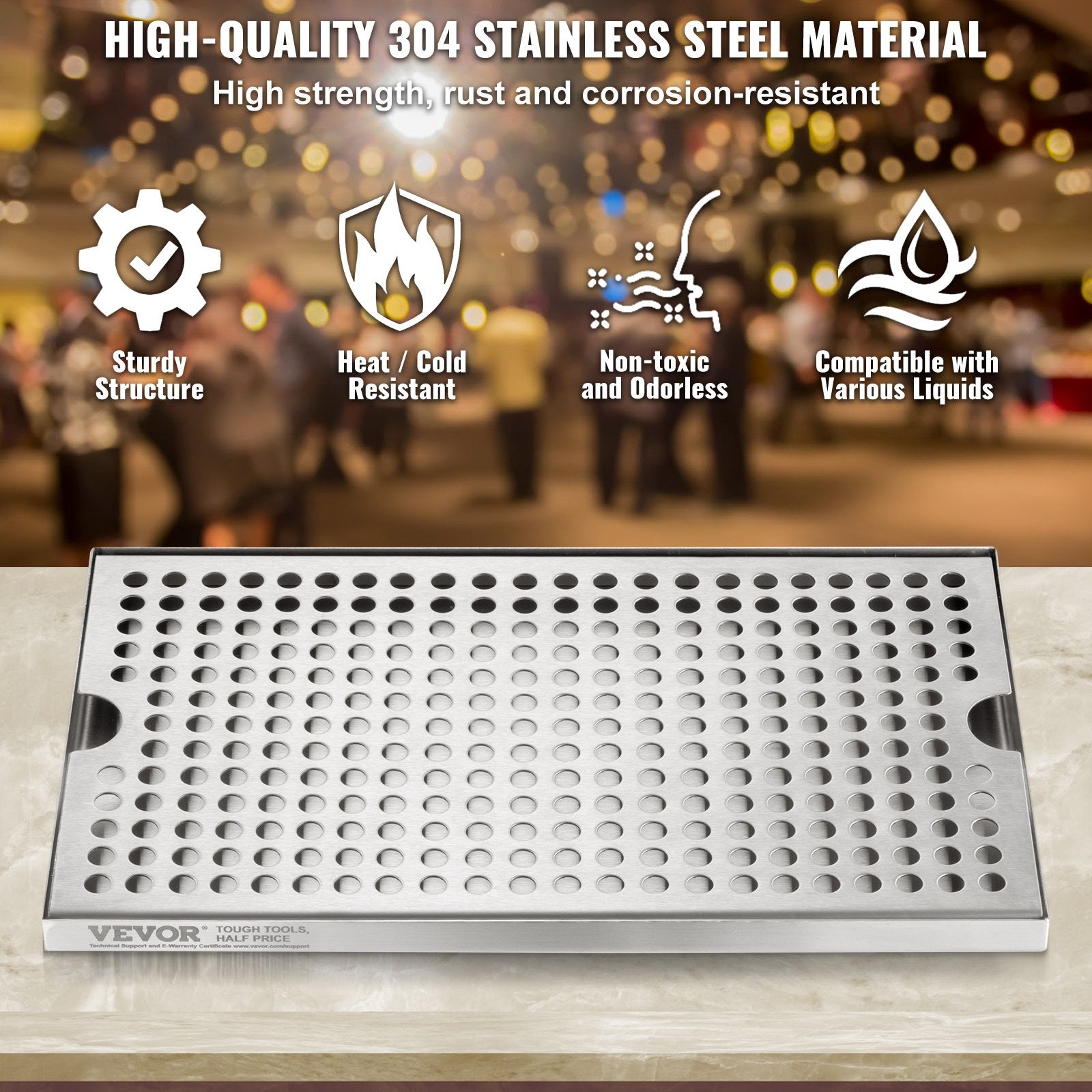 Basketball & Basketball Accessories: VEVOR Beer Drip Tray, 304 Stainless Steel Kegerator Drip Trays with 4 Non-Slip Rubber Pads and Detachable Cover, Heat / Cold Resistant Beer Tower Drip Pan for Bar Restaurant Coffee Shop Home