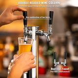 Distilling & Brewing: VEVOR Kegerator Tower Kit, Dual Taps Beer Conversion Kit, Stainless Steel Keg Beer Tower Dispenser with Dual Gauge W21.8 Regulator & A-System Keg Coupler, Beer Drip Tray for Party Home