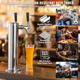 Distilling & Brewing: VEVOR Kegerator Tower Kit, Dual Taps Beer Conversion Kit, Stainless Steel Keg Beer Tower Dispenser with Dual Gauge W21.8 Regulator & A-System Keg Coupler, Beer Drip Tray for Party Home