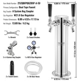 Distilling & Brewing: VEVOR Kegerator Tower Kit, Dual Taps Beer Conversion Kit, Stainless Steel Keg Beer Tower Dispenser with Dual Gauge W21.8 Regulator & A-System Keg Coupler, Beer Drip Tray for Party Home