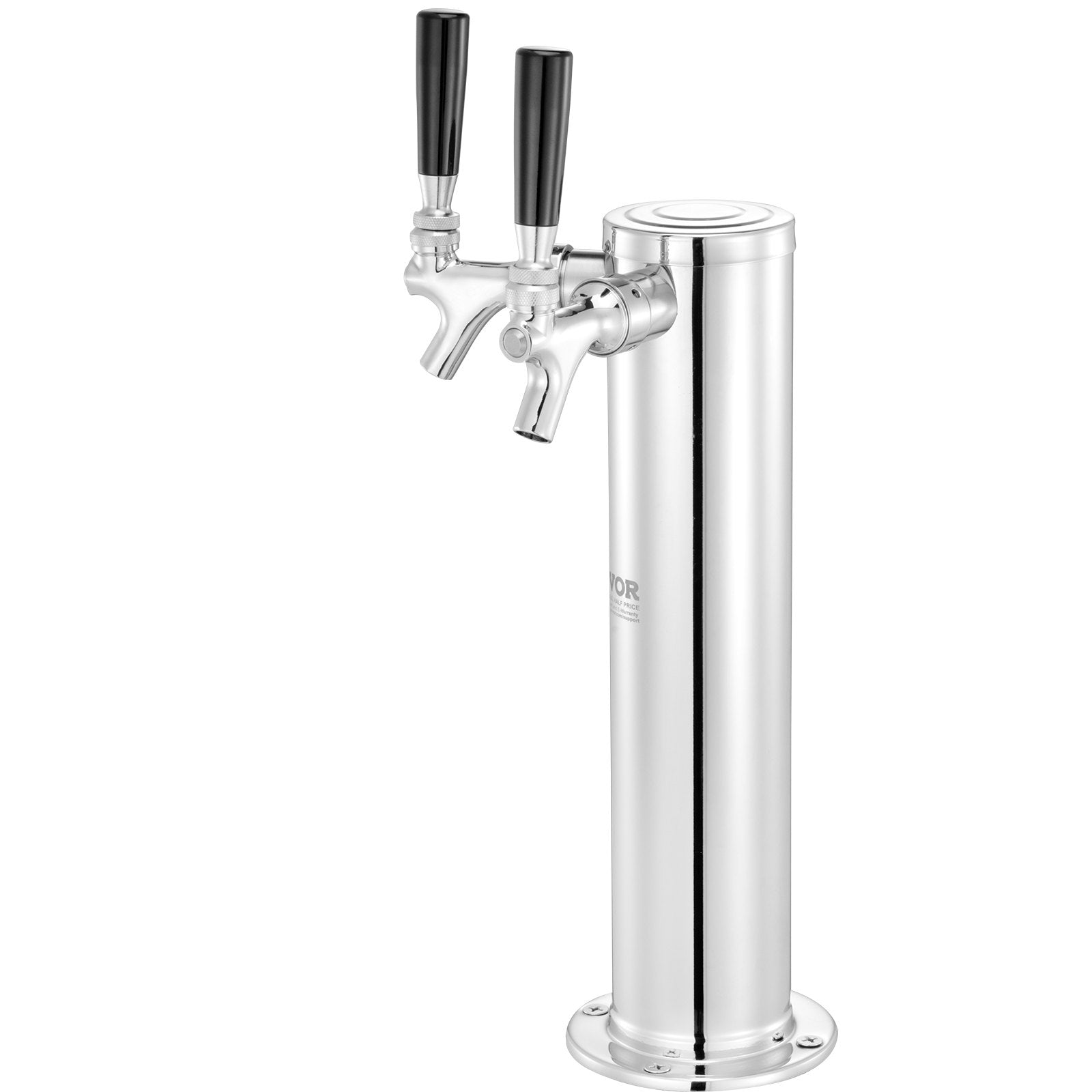 Kegerator Tower Kit, Dual Taps Beer Conversion Kit, Stainless Steel Keg Beer Tower Dispenser with Dual Gauge W21.8 Regulator & A-System Keg Coupler, Beer Drip Tray for Party Home