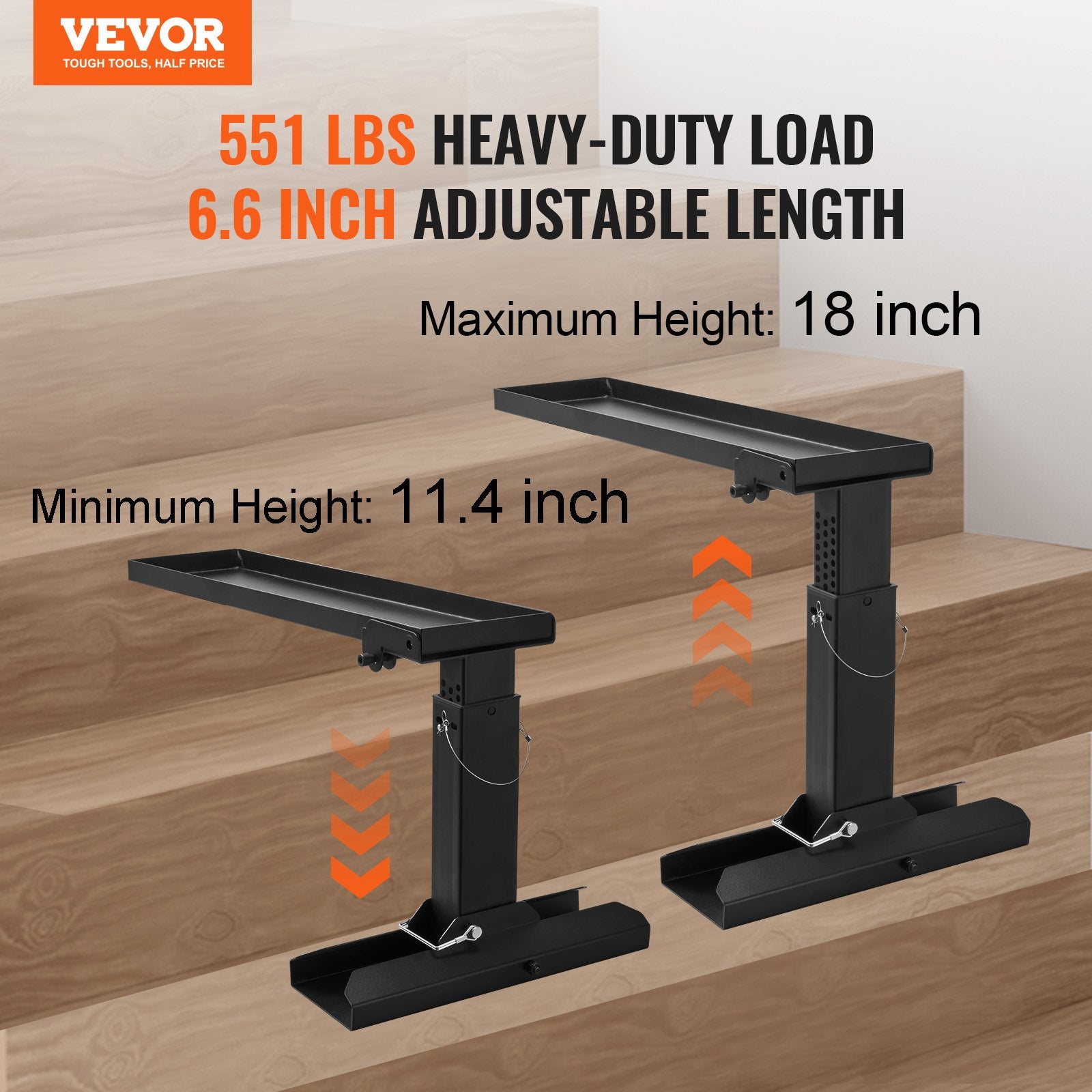 Spas & Accessories: VEVOR Ladder Levler, 29.8 L x 11.4-18 in H Support Surface, Steel Ladder Leveling Tool, Folding Pitch Hopper, Stair Ladder Stabilizer Easy to Use,Extension Ladder Accessories for Uneven Ground