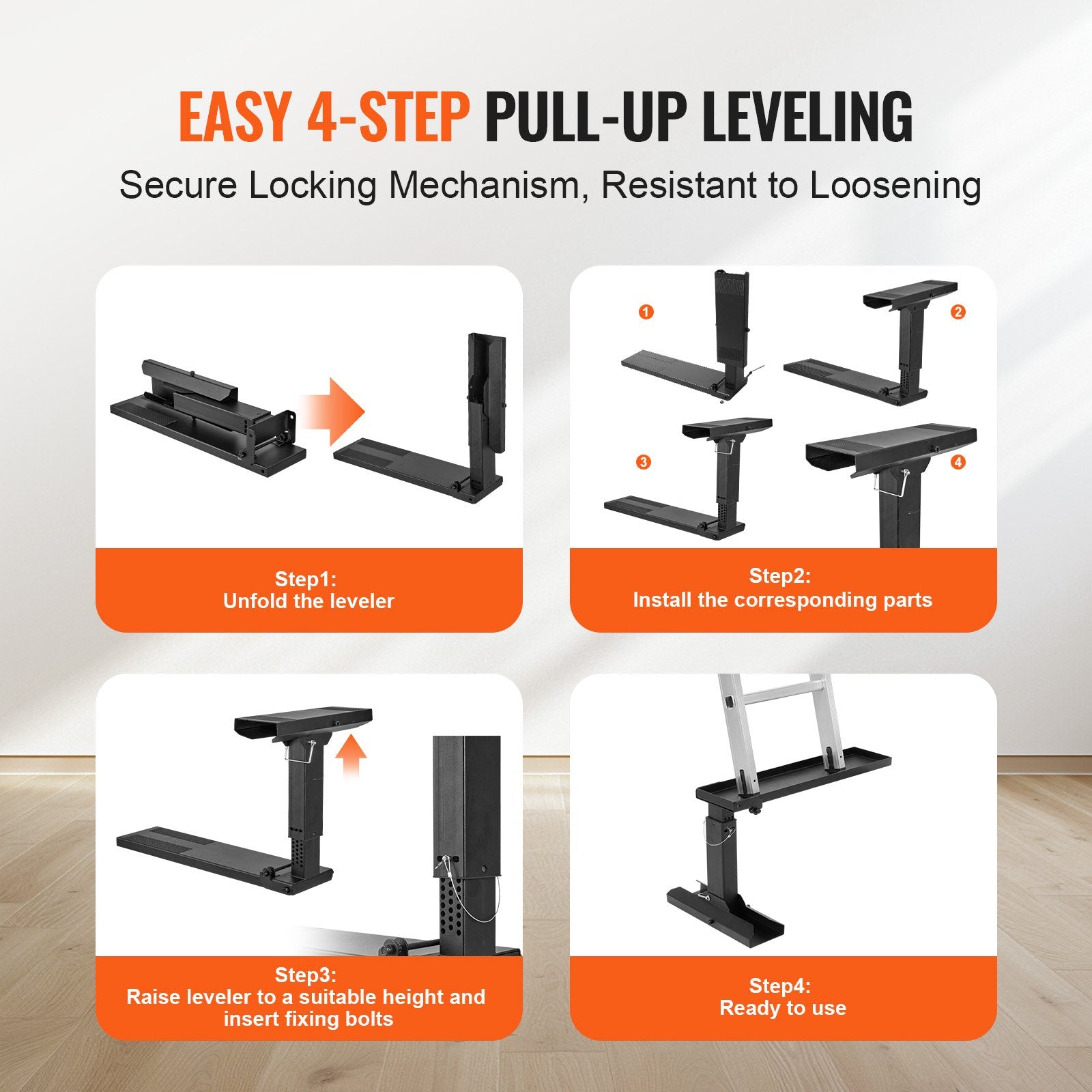 Spas & Accessories: VEVOR Ladder Levler, 29.8 L x 11.4-18 in H Support Surface, Steel Ladder Leveling Tool, Folding Pitch Hopper, Stair Ladder Stabilizer Easy to Use,Extension Ladder Accessories for Uneven Ground