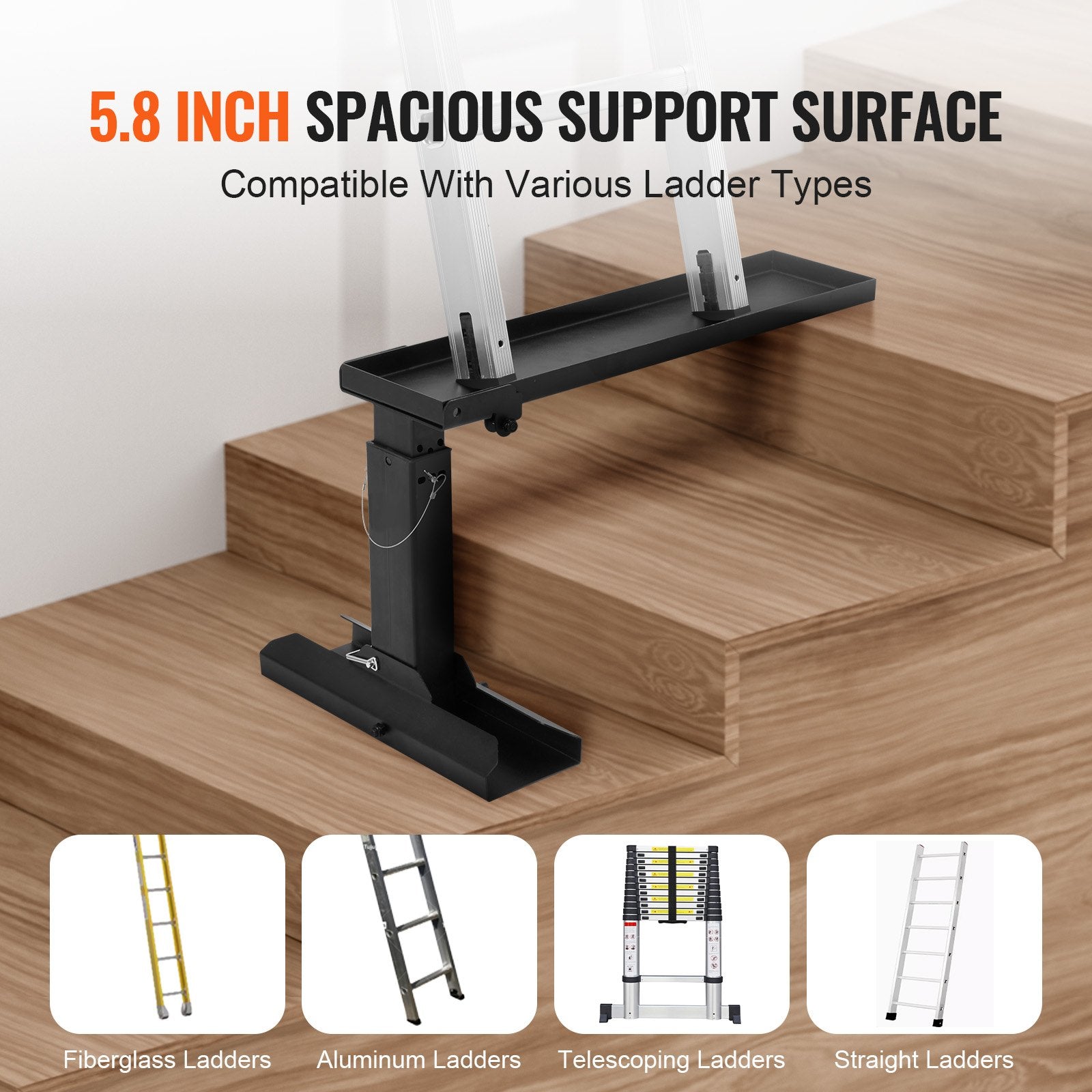 Spas & Accessories: VEVOR Ladder Levler, 29.8 L x 11.4-18 in H Support Surface, Steel Ladder Leveling Tool, Folding Pitch Hopper, Stair Ladder Stabilizer Easy to Use,Extension Ladder Accessories for Uneven Ground
