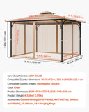 Canopies & Gazebos: VEVOR Gazebo Netting Replacement, Fit Most 10 x 12 x 7.3 FT Gazebo, Outdoor Garden Gazebo Net, 4-Panel Sidewall Mesh Gazebo Curtain, Patio Midge Netting with Double Zipper, Canopy Screen (Netting Only)