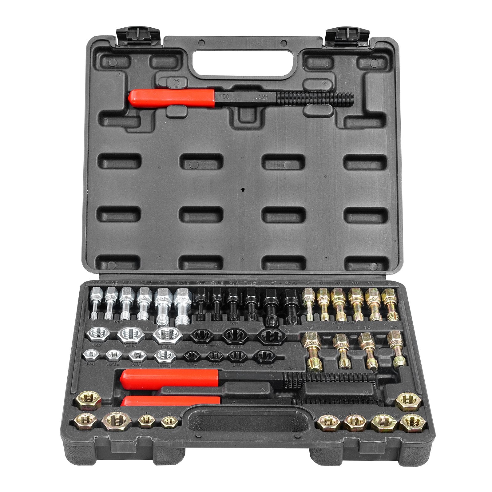 Tool Sockets: VEVOR 49-Piece Thread Chaser Set, UNC UNF and Metric Thread Restorer Tool, Rethreading Tool Kit with 22 Taps 24 Dies 3 Thread Files Storage Case, Heat Treated Steel, for Mechanics DIY Enthusiasts