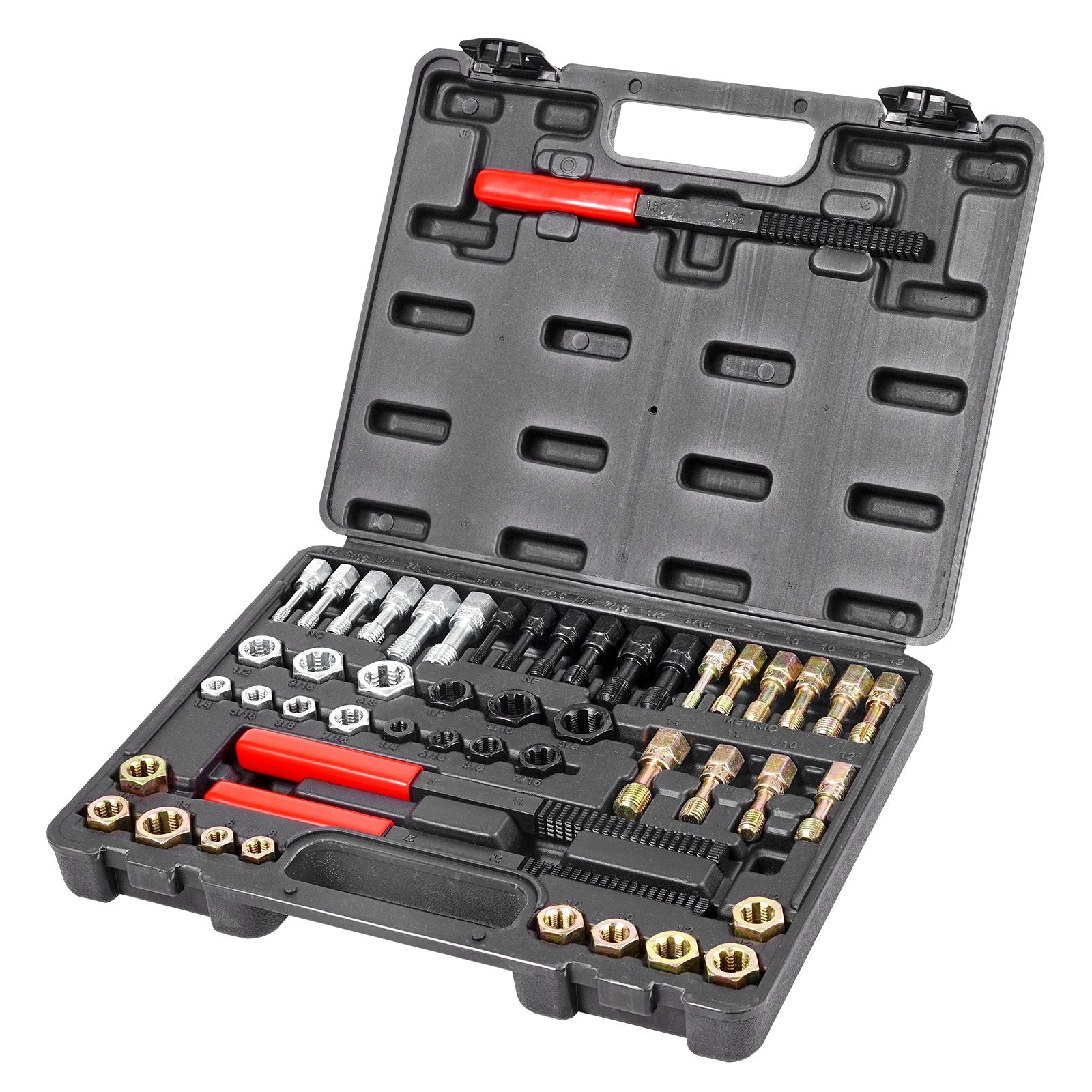 Tool Sockets: VEVOR 49-Piece Thread Chaser Set, UNC UNF and Metric Thread Restorer Tool, Rethreading Tool Kit with 22 Taps 24 Dies 3 Thread Files Storage Case, Heat Treated Steel, for Mechanics DIY Enthusiasts