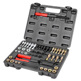 Tool Sockets: VEVOR 49-Piece Thread Chaser Set, UNC UNF and Metric Thread Restorer Tool, Rethreading Tool Kit with 22 Taps 24 Dies 3 Thread Files Storage Case, Heat Treated Steel, for Mechanics DIY Enthusiasts