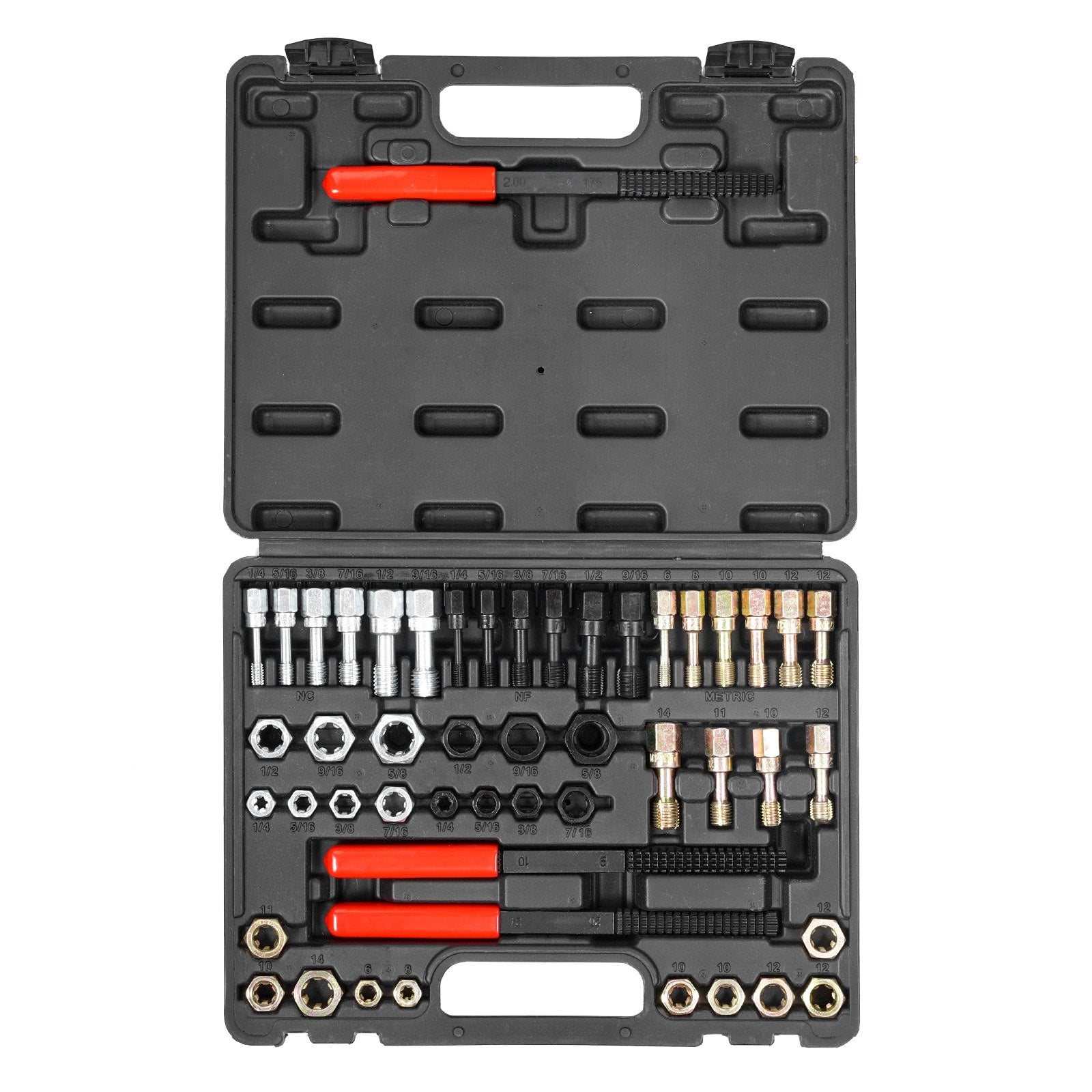 Tool Sockets: VEVOR 49-Piece Thread Chaser Set, UNC UNF and Metric Thread Restorer Tool, Rethreading Tool Kit with 22 Taps 24 Dies 3 Thread Files Storage Case, Heat Treated Steel, for Mechanics DIY Enthusiasts