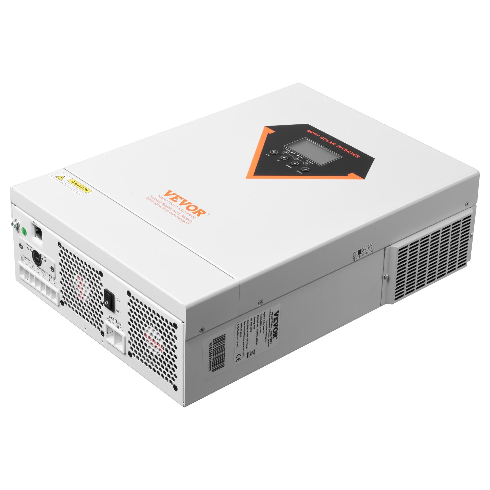 Hybrid Solar Inverter, 6000W, All in One Pure Sine Wave Power Inverter Charger, 220V AC, with Built-in 120A MPPT Solar Charger Controller, for Off-Grid System Lead Acid Lithium Battery