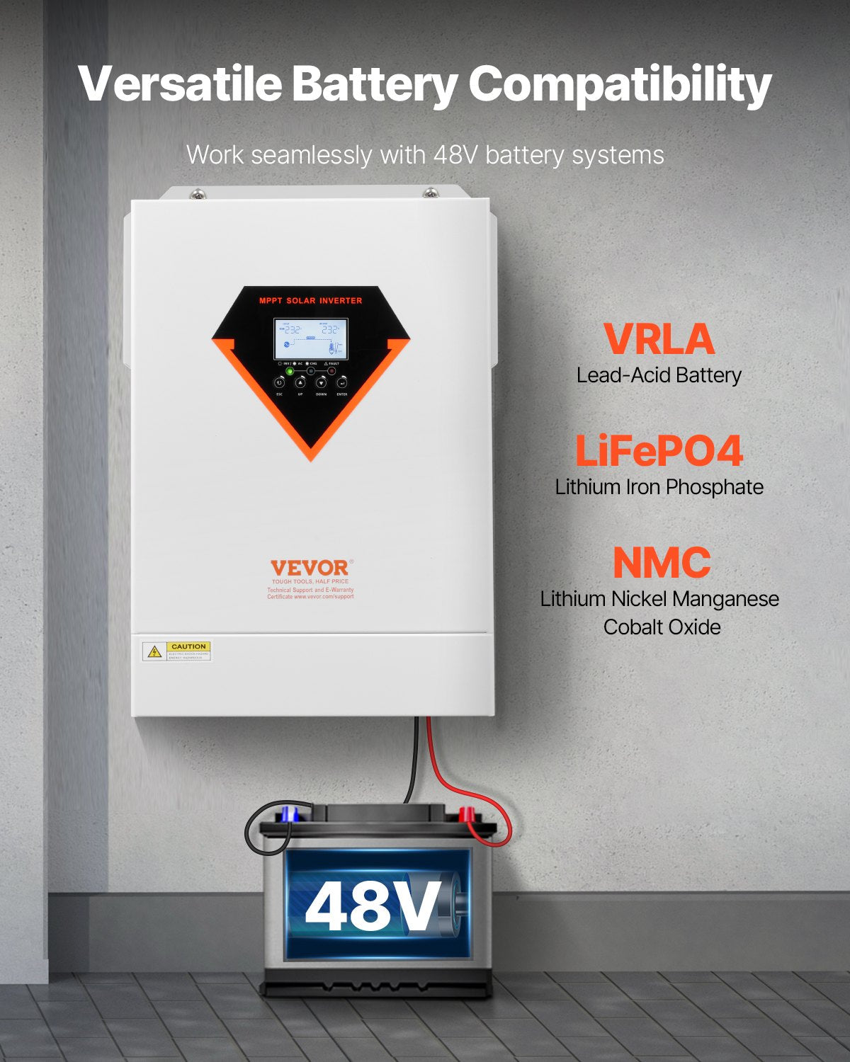 Hybrid Solar Inverter, 6000W, All in One Pure Sine Wave Power Inverter Charger, 220V AC, with Built-in 120A MPPT Solar Charger Controller, for Off-Grid System Lead Acid Lithium Battery