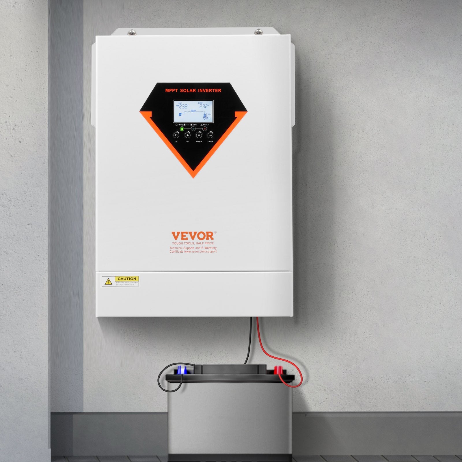 Hybrid Solar Inverter, 6000W, All in One Pure Sine Wave Power Inverter Charger, 220V AC, with Built-in 120A MPPT Solar Charger Controller, for Off-Grid System Lead Acid Lithium Battery