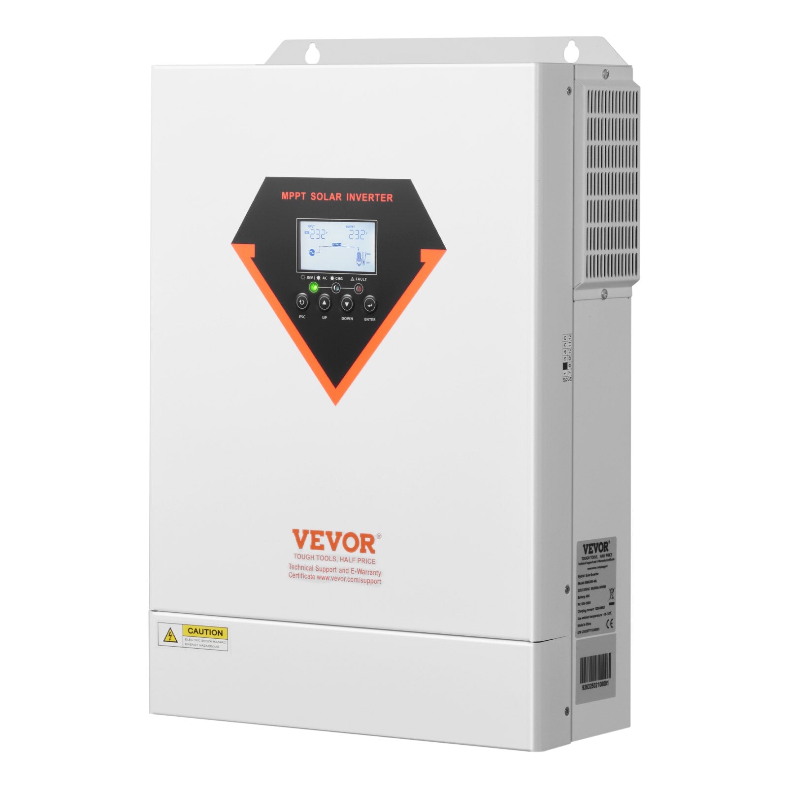 Hybrid Solar Inverter, 6000W, All in One Pure Sine Wave Power Inverter Charger, 220V AC, with Built-in 120A MPPT Solar Charger Controller, for Off-Grid System Lead Acid Lithium Battery