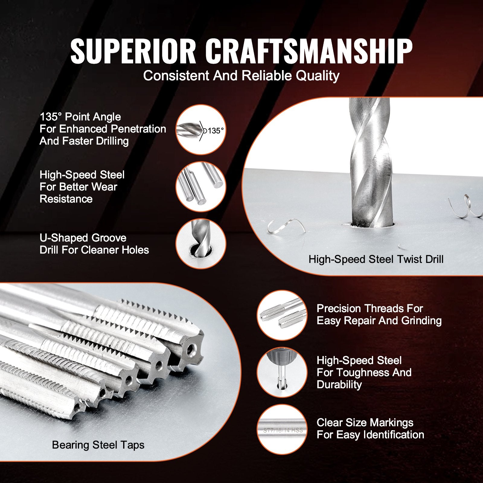 Automotive Repair & Speciality Tools: VEVOR Helicoil Thread Repair Kit, 338-Piece SAE and Metric Rethreading Tool Kit, M5, M6, M8, M10, M12, 1/4", 5/16", 3/8", 7/16", 1/2", HSS Drill Bits Thread Inserts Taps Breakoff Installation Tools