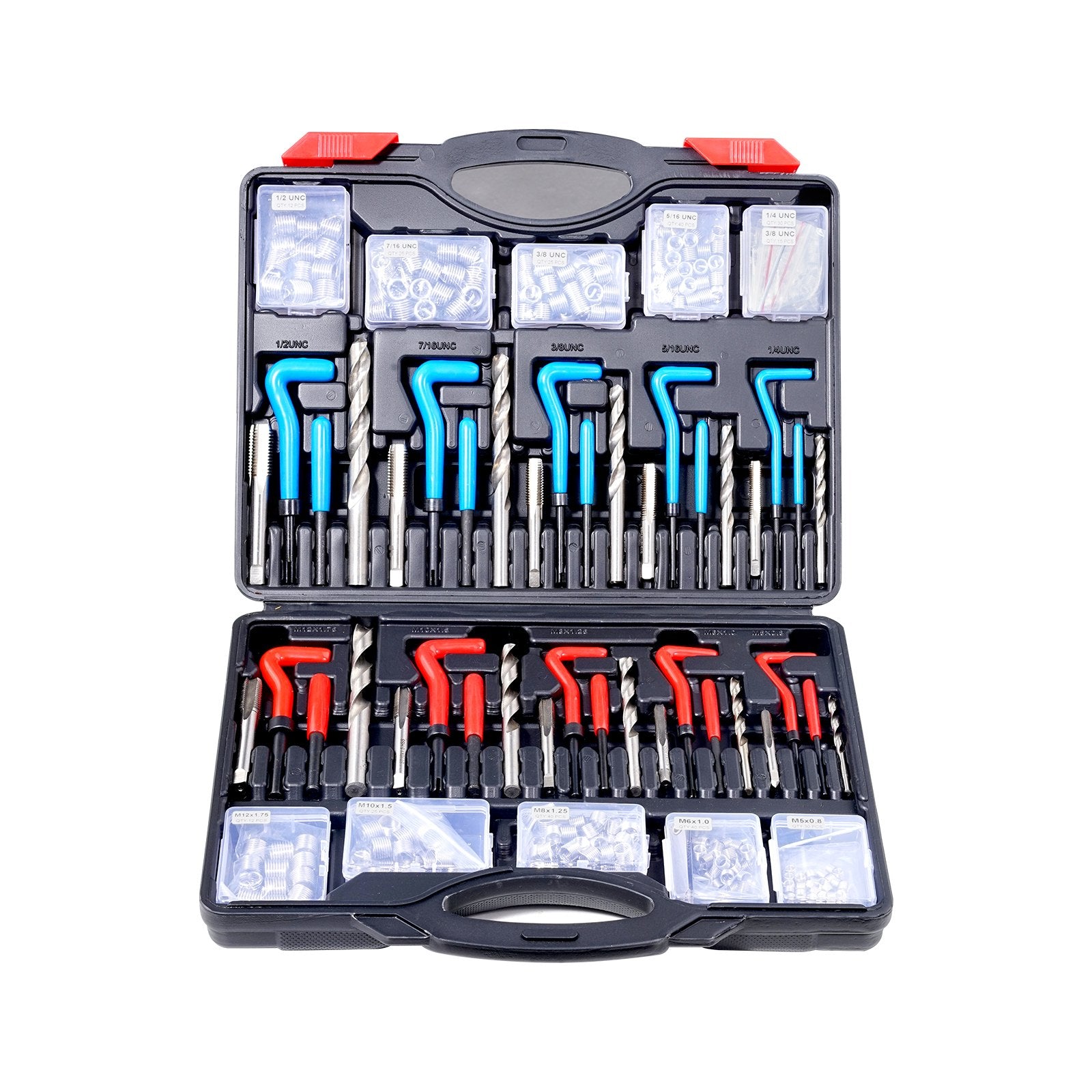 Automotive Repair & Speciality Tools: VEVOR Helicoil Thread Repair Kit, 338-Piece SAE and Metric Rethreading Tool Kit, M5, M6, M8, M10, M12, 1/4", 5/16", 3/8", 7/16", 1/2", HSS Drill Bits Thread Inserts Taps Breakoff Installation Tools