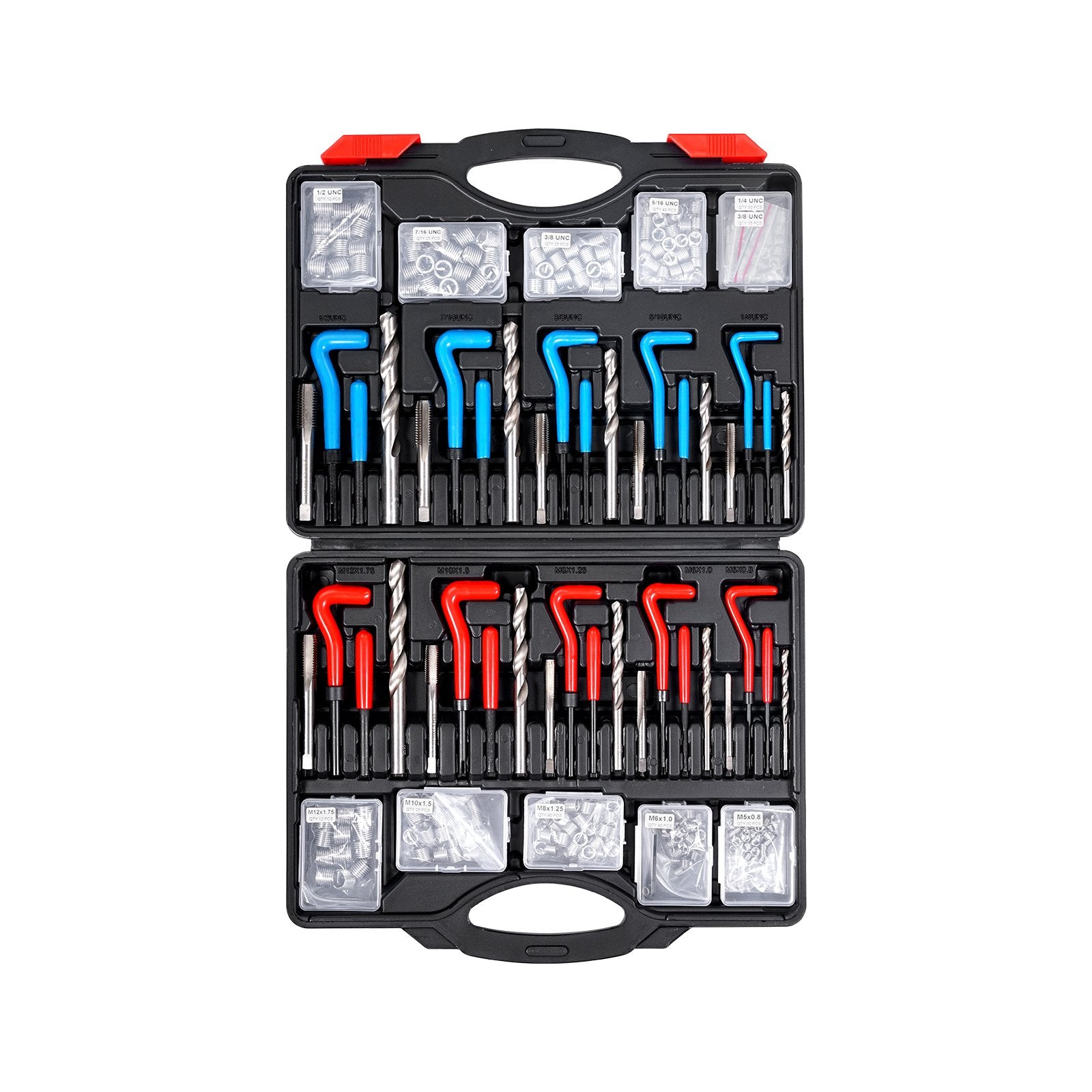 Automotive Repair & Speciality Tools: VEVOR Helicoil Thread Repair Kit, 338-Piece SAE and Metric Rethreading Tool Kit, M5, M6, M8, M10, M12, 1/4", 5/16", 3/8", 7/16", 1/2", HSS Drill Bits Thread Inserts Taps Breakoff Installation Tools