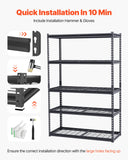 VEVOR Storage Shelves 5 Tier Adjustable Heavy Duty Garage Shelving Unit 1361 kg