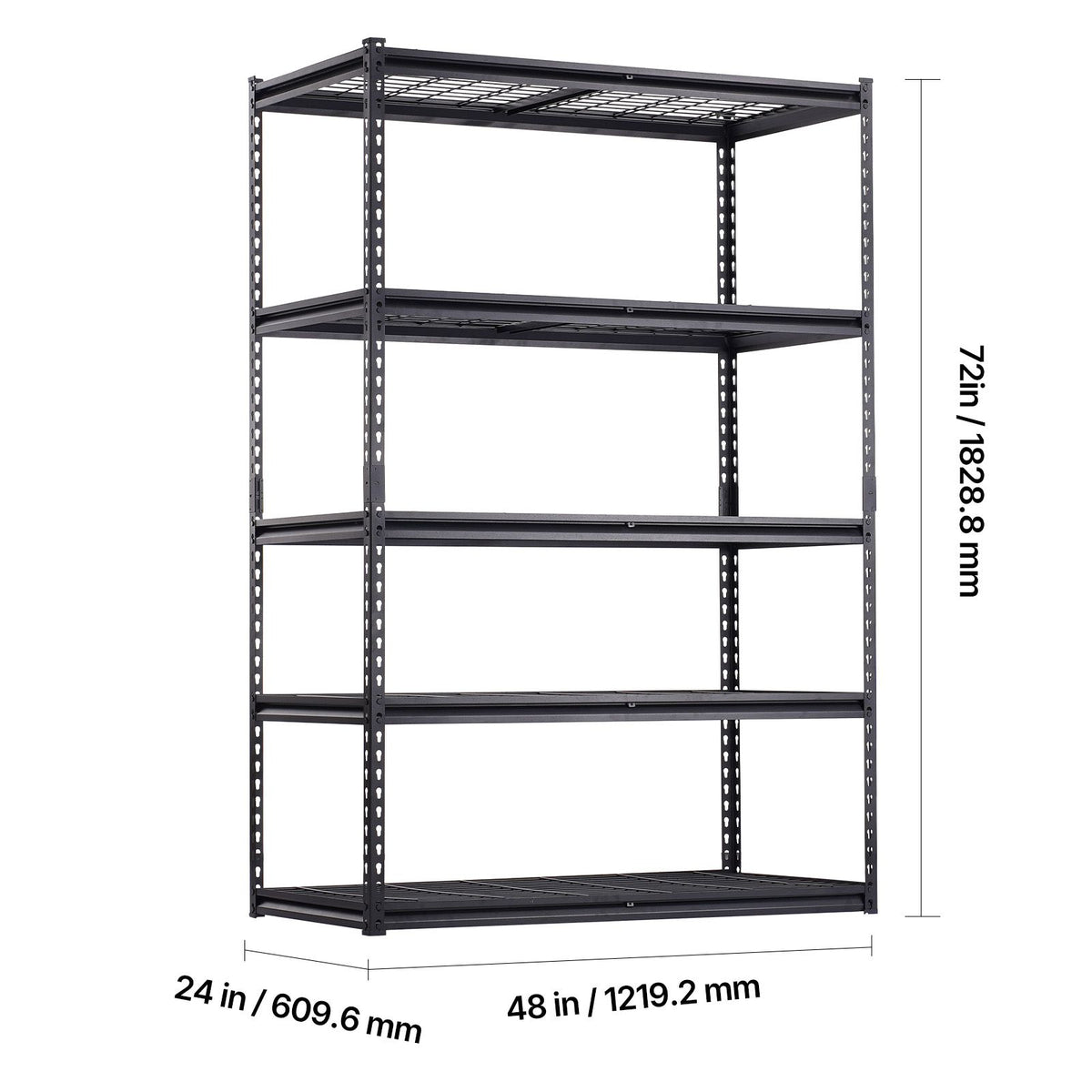 Storage Shelves, 1361 kg, 5 Tier Heavy Duty Garage Shelving, 609.6 x 1219.2 x 1828.8 mm Adjustable Metal Shelves for Industrial Shelving Unit Utility Shelf, for Kitchen, Warehouse, Basement