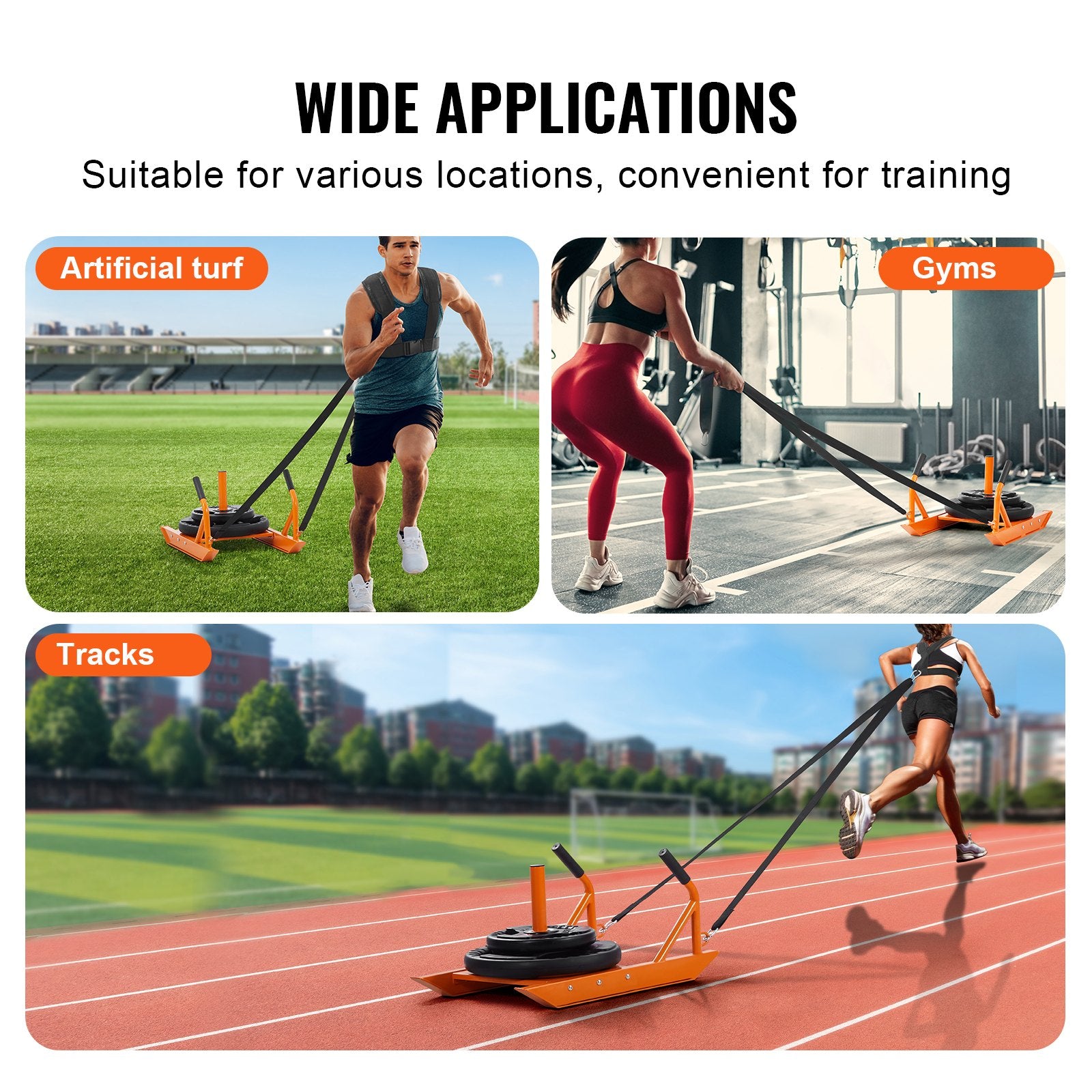 Gym Equipment & Accessories: VEVOR Weight Power Pull Push Sled Fitness Strength Speed Training Sled Orange